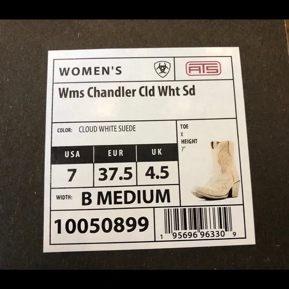 Ariat ~ Size 7 ~ Chandler Boots ~ White Cloud Suede - Picture 13 of 14